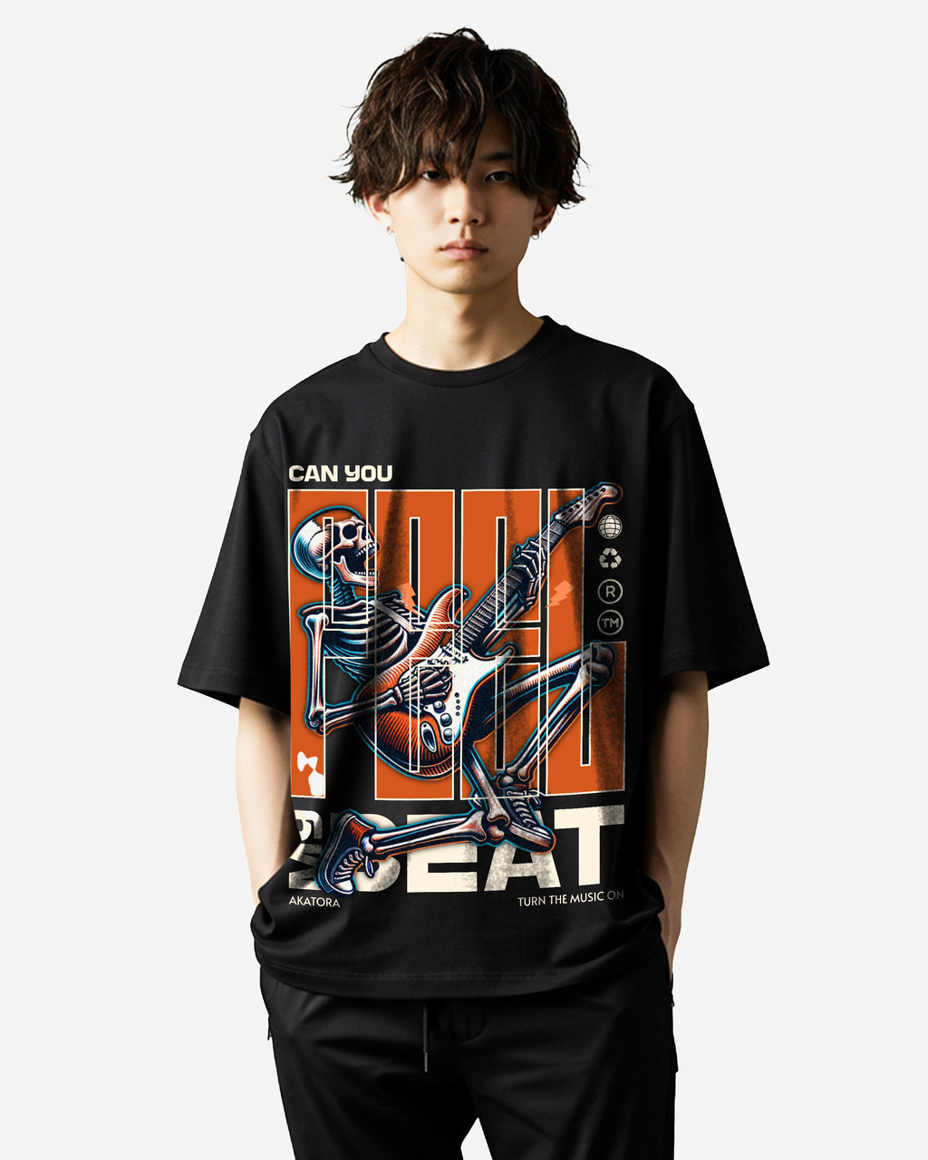 Skeleton Rocket Beat Oversized T-Shirts