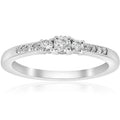 1/4ct Three Stone Round Diamond Engagement Ring 14K White Gold Size Selectable