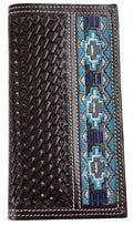Ranger Beaded Leather Rodeo Wallet In Black/blue