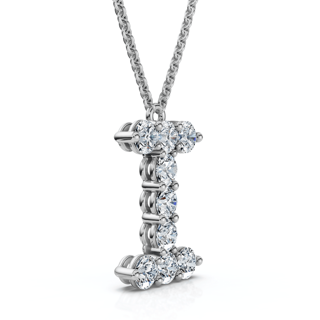 1Ct Diamond Initial "I" Pendant 14k Gold 18" Necklace Lab Grown 5/8" Tall