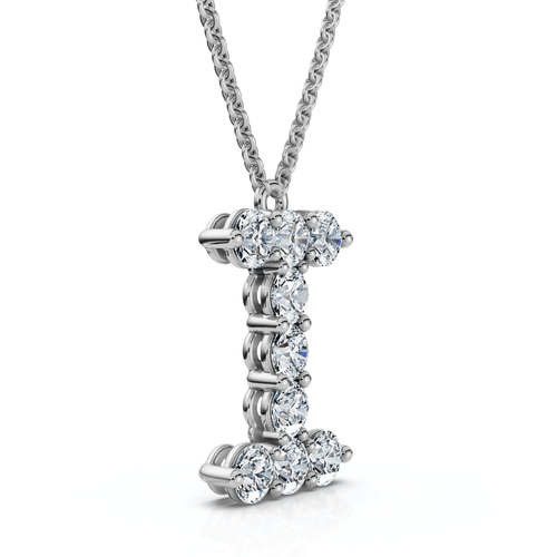 1Ct Diamond Initial "I" Pendant 14k Gold 18" Necklace Lab Grown 5/8" Tall