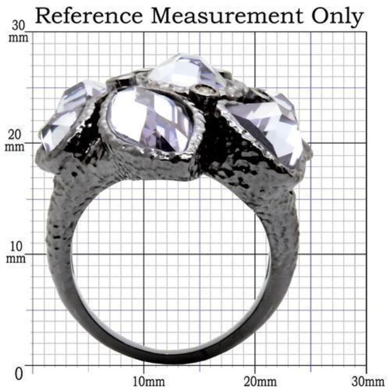 Ruthenium Brass Ring with AAA Grade CZ in Light Amethyst