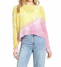 Ombré Open Stitch Cotton Blend Sweater In Yellow/pink Multi