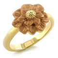 Gold White Metal Ring with Top Grade Crystal in Light Smoked