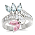 High-Polished 925 Sterling Silver Ring with AAA Grade CZ in Multi Color