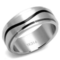 High polished (no plating) Stainless Steel Ring with Epoxy in Jet