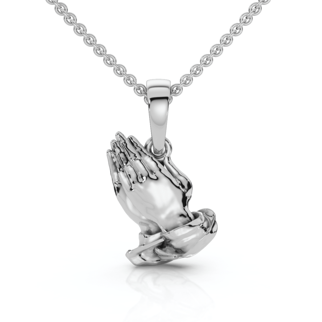 14k White or Yellow Gold Jesus Praying Hands Pendant Necklace 1" Tall 5 Grams