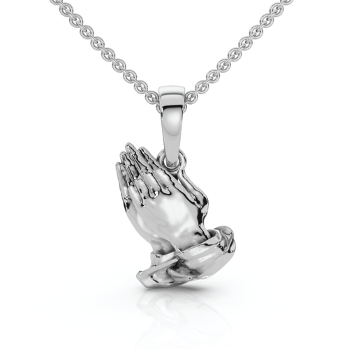 14k White or Yellow Gold Jesus Praying Hands Pendant Necklace 1" Tall 5 Grams