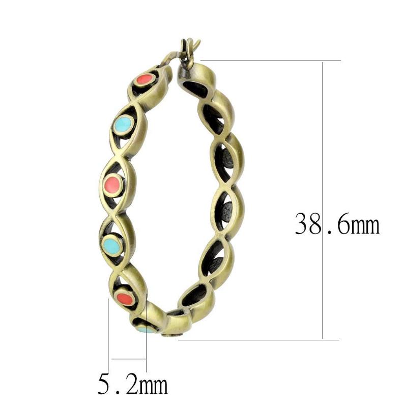 Antique Silver Brass Earrings with Epoxy in Multi Color