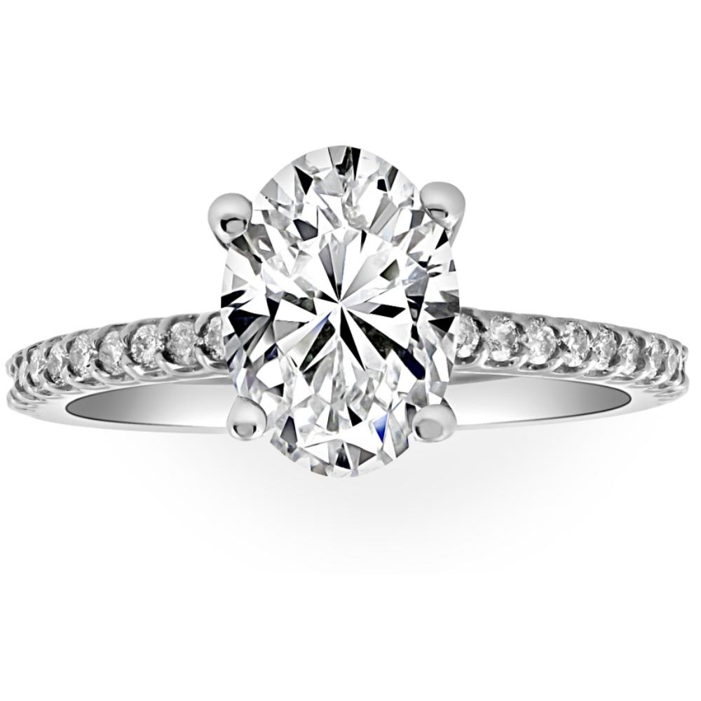 2 1/2Ct Oval Lab Grown Diamond Engagement Ring in 14k White or Yellow Gold