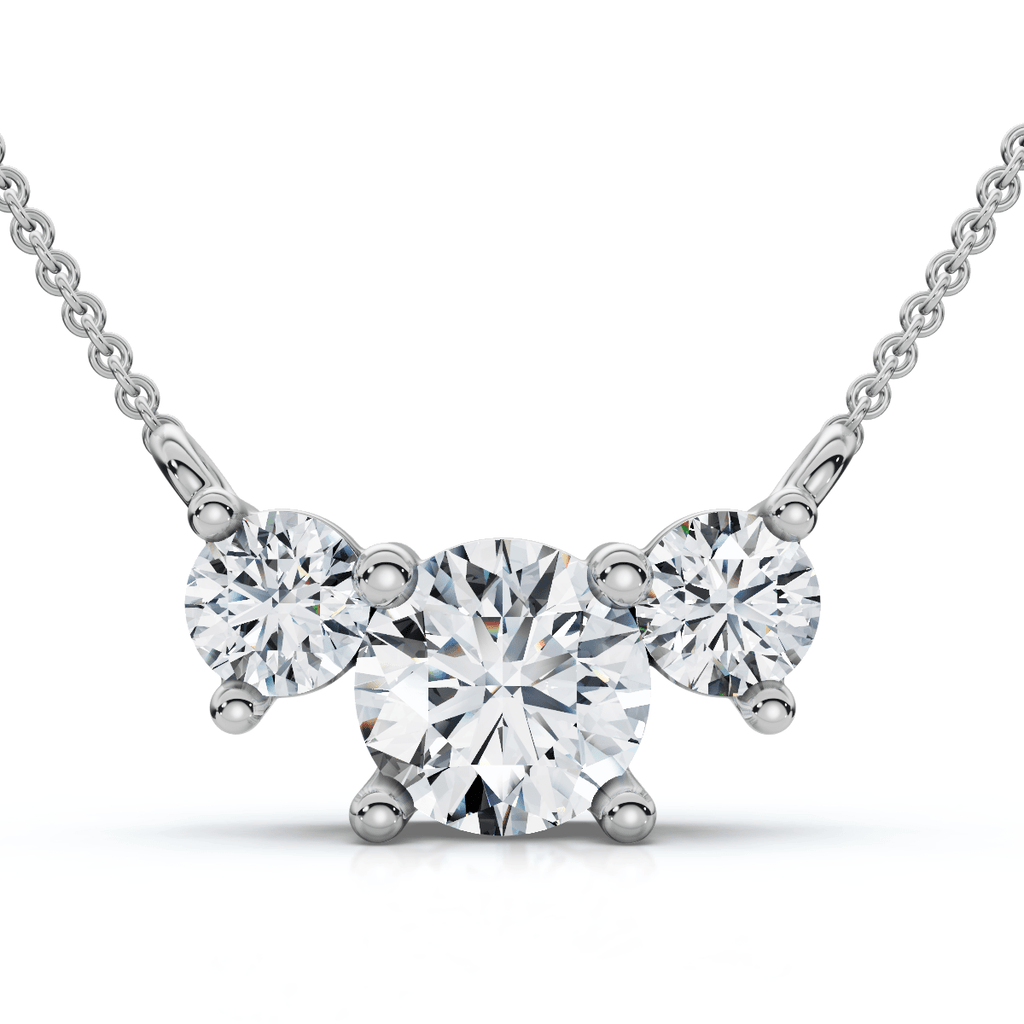 1Ct Diamond 3-Stone Pendant Necklace 14k Gold Lab Grown