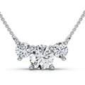 1Ct Diamond 3-Stone Pendant Necklace 14k Gold Lab Grown