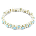 Gold Brass Necklace with Synthetic Glass Bead in White