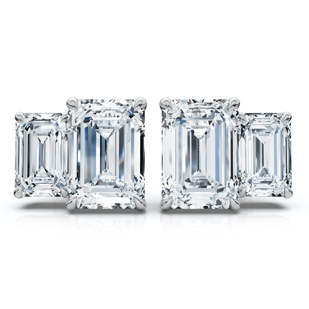 1 1/2Ct Emerald Cut Toi et Moi Diamond Earrings 14k Gold Lab Grown