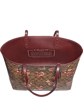 Coach Reversible City Tote in Signature Canvas With Prairie Daisy Cluster Print
