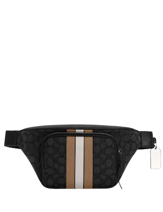 Coach Thompson Belt Bag In Signature Jacquard With Varsity Stripe