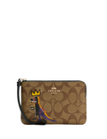 Coach X Jean Michel Basquiat Corner Zip Wristlet In Signature Canvas