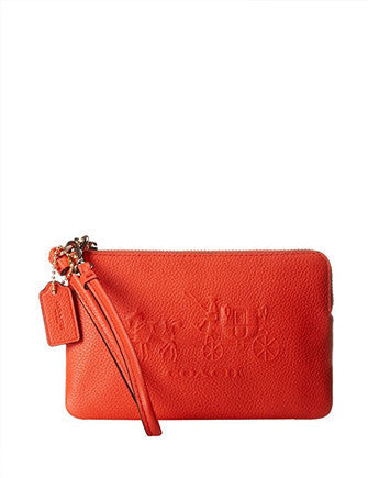 Coach Embossed Horse and Carriage Small L-Zip Wristlet