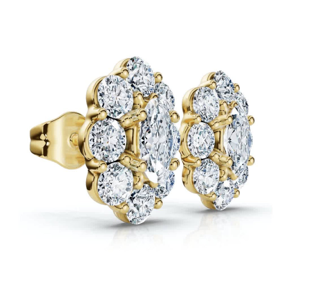 1 1/2Ct Oval Diamond Halo Studs 14k Gold Women's Earrings Lab Grown