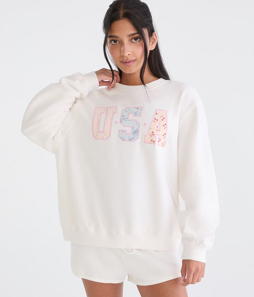 Aeropostale Cloud Soft Usa Oversized Crew Sweatshirt