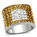 Rhodium Brass Ring with Top Grade Crystal in Topaz