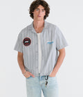 Aeropostale Formula 1 Racing Striped Boxy Mechanic Shirt