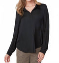 Women's Button Up Collared Blouse In Black