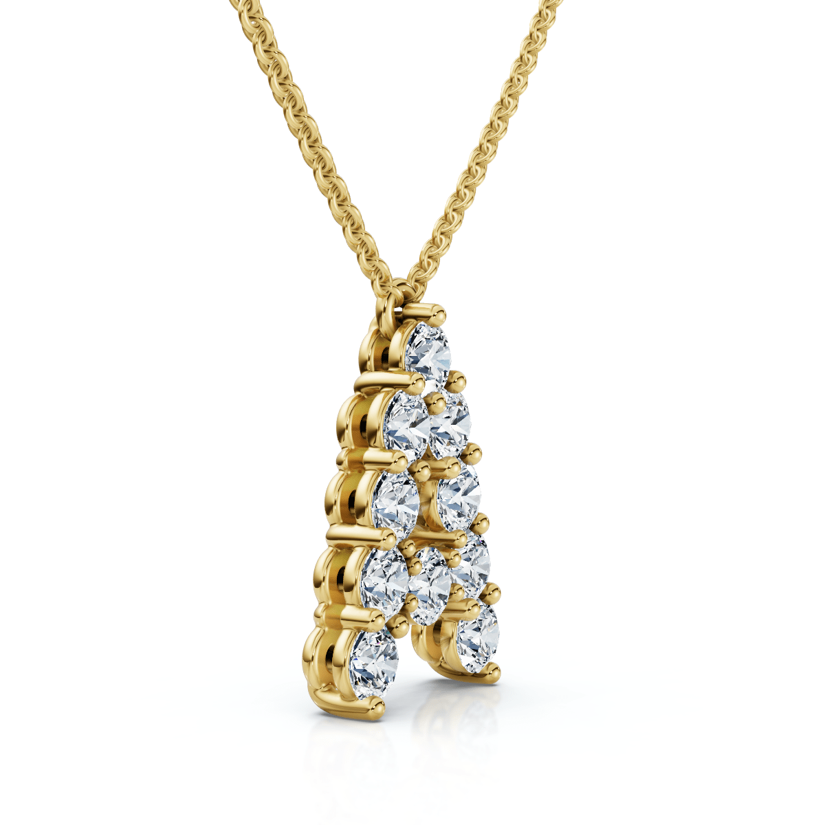 1Ct Diamond Initial "A" Pendant 14k Gold 18" Necklace Lab Grown 5/8" Tall