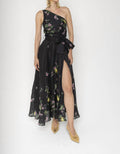 Sterlizia One Shoulder Dress In Black Citrus Floral