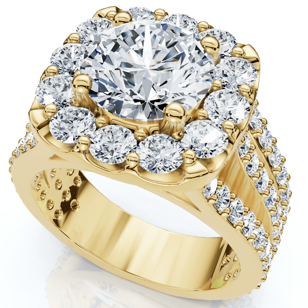 Certified 4Ct Diamond 3-Row Engagement Ring 14k Gold Lab Grown