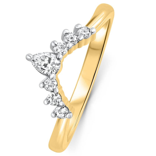 1/4Ct Diamond Curved Wedding Anniversary Engagement Guard Ring Gold Lab Grown