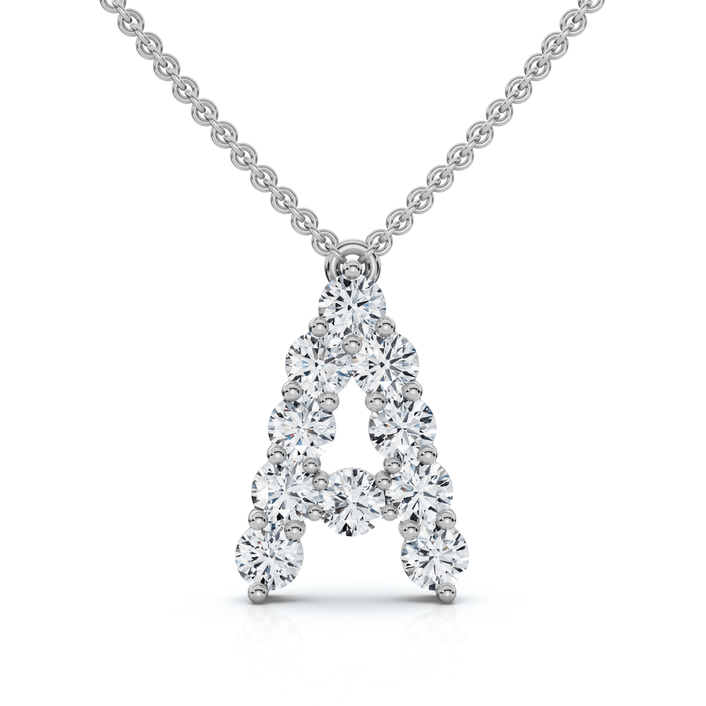 1Ct Diamond Initial "A" Pendant 14k Gold 18" Necklace Lab Grown 5/8" Tall