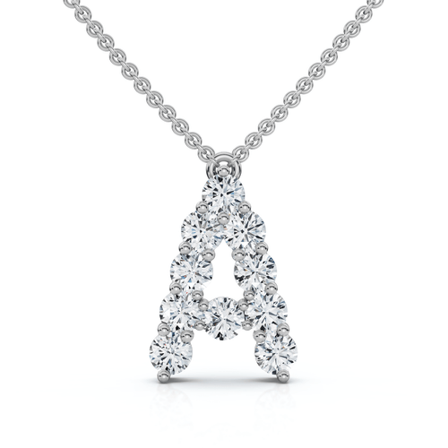 1Ct Diamond Initial "A" Pendant 14k Gold 18" Necklace Lab Grown 5/8" Tall