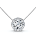 1/2Ct Diamond Halo Pendant Lab Grown 18" Necklace EF/VS