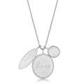 Rhodium+Brushed Brass Necklace with Top Grade Crystal in Light Amethyst