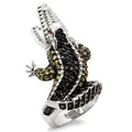 Rhodium + Ruthenium Brass Ring with AAA Grade CZ in Multi Color