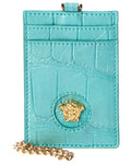 Versace La Medusa Croc-Embossed Leather Card Holder On Chain