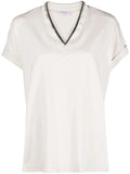 Brunello Cucinelli Women T-Shirt With `Precious` Neckline