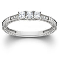1/4ct Vintage Three Stone Princess Cut Diamond Engagement Ring 14K White Gold Size Selectable
