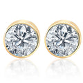 .85Ct Round Brilliant Cut Natural Diamond Stud Earrings in 14K Gold Round Bezel Setting
