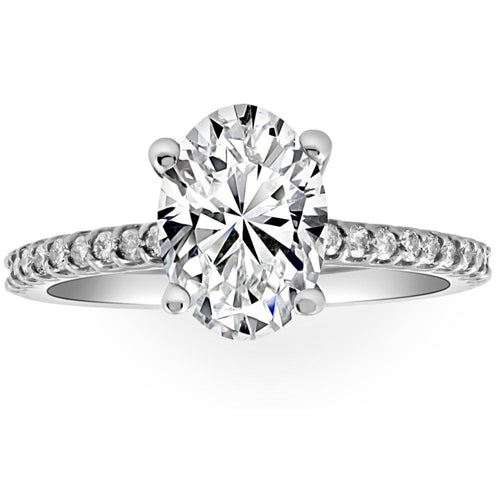 2 1/2Ct Oval Lab Grown Diamond Engagement Ring in 14k White or Yellow Gold