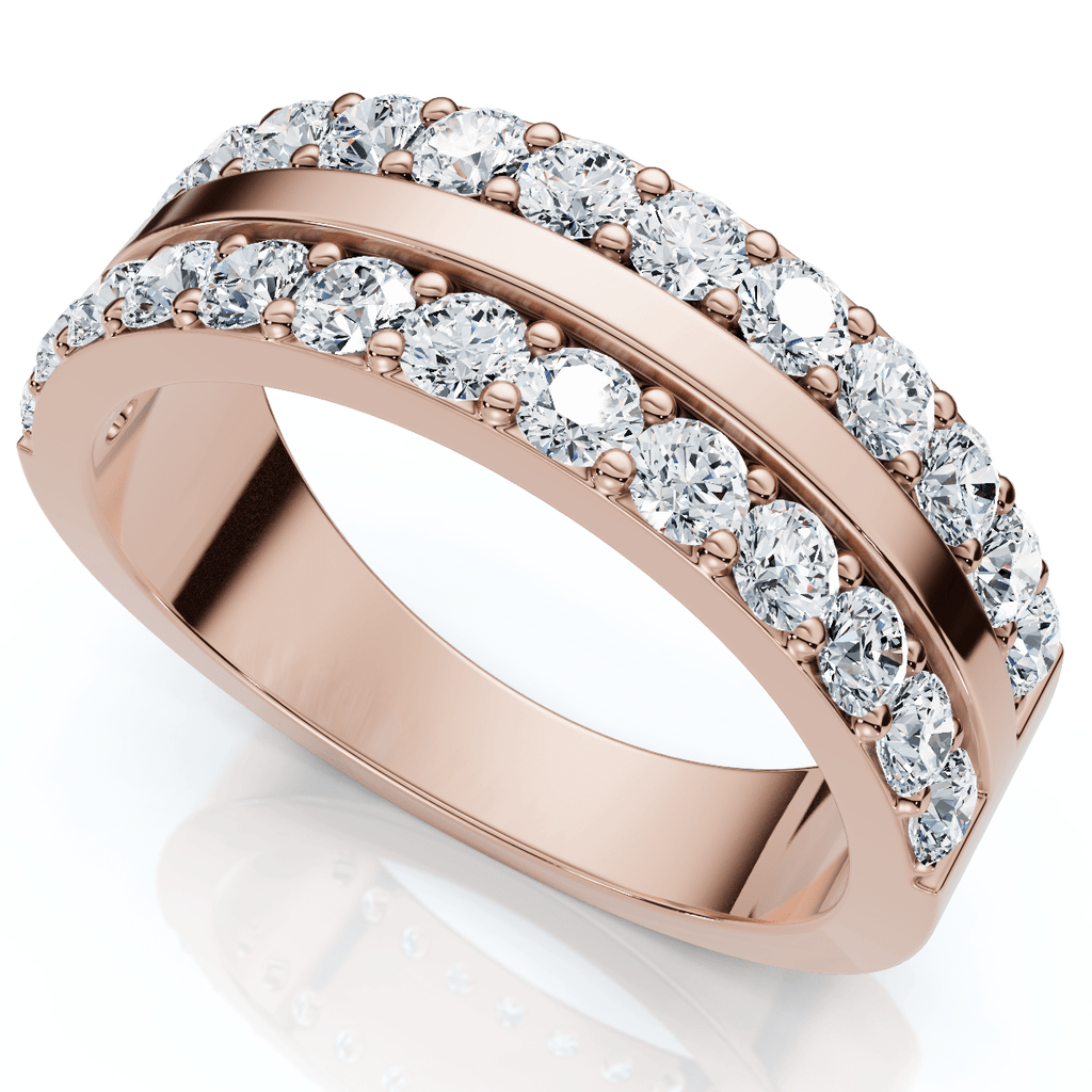 1Ct Diamond Wedding Double Row Anniversary Ring Gold Lab Grown
