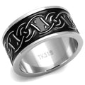 High polished (no plating) Stainless Steel Ring with Epoxy in Jet