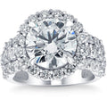 Certified 6.60Ct Diamond Halo Engagement Ring Lab Grown in 14k White Gold Size: 6.5