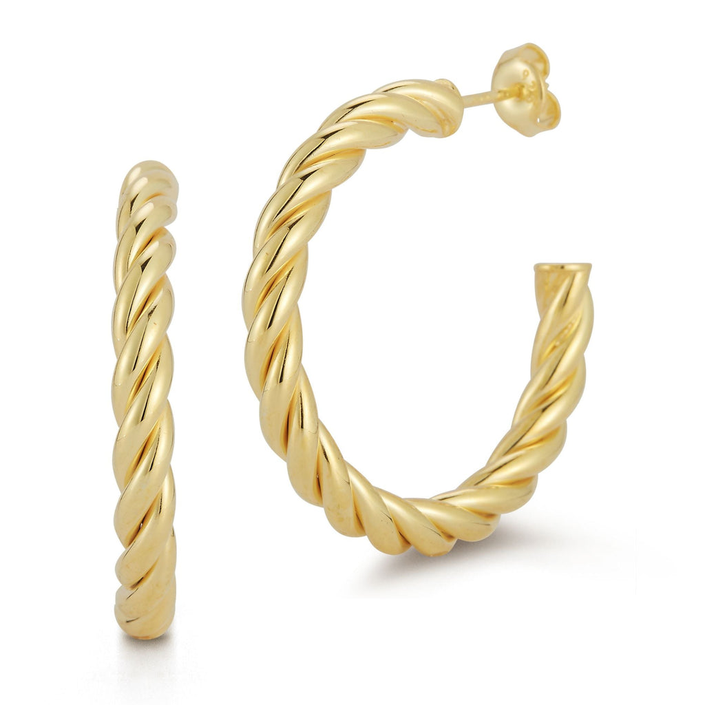 Sterling Silver Round Twist Hoops
