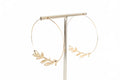 Women's Emory Thin Hoop With Leaf Earrings In Gold