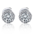 1/4 Ct Halo Diamond Studs 10K White Gold