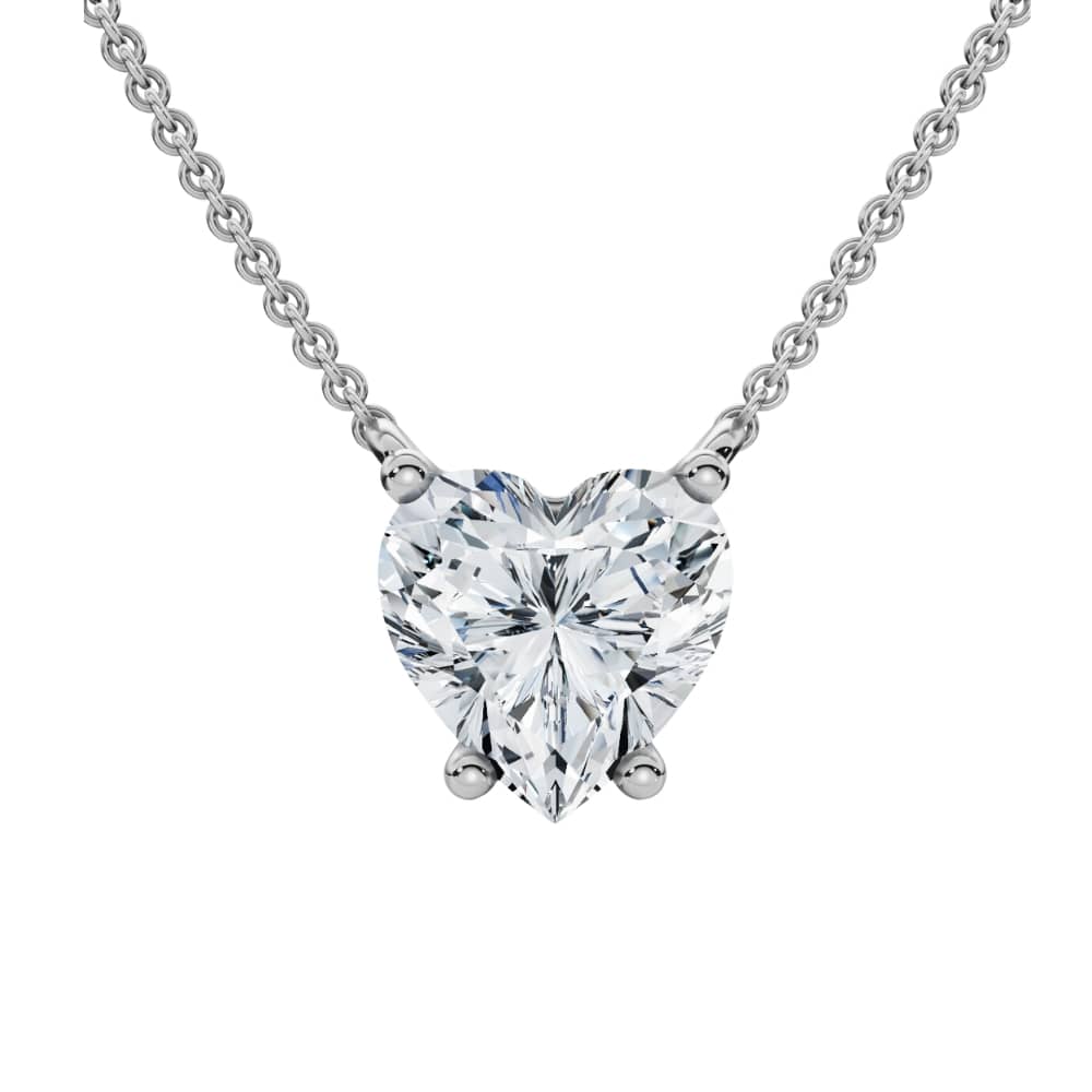 1Ct Heart Shape Diamond Solitaire Diamond Pendant 14k Gold Necklace Lab Grown