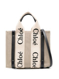 Chloé Women Woody Small Linen Tote Bag