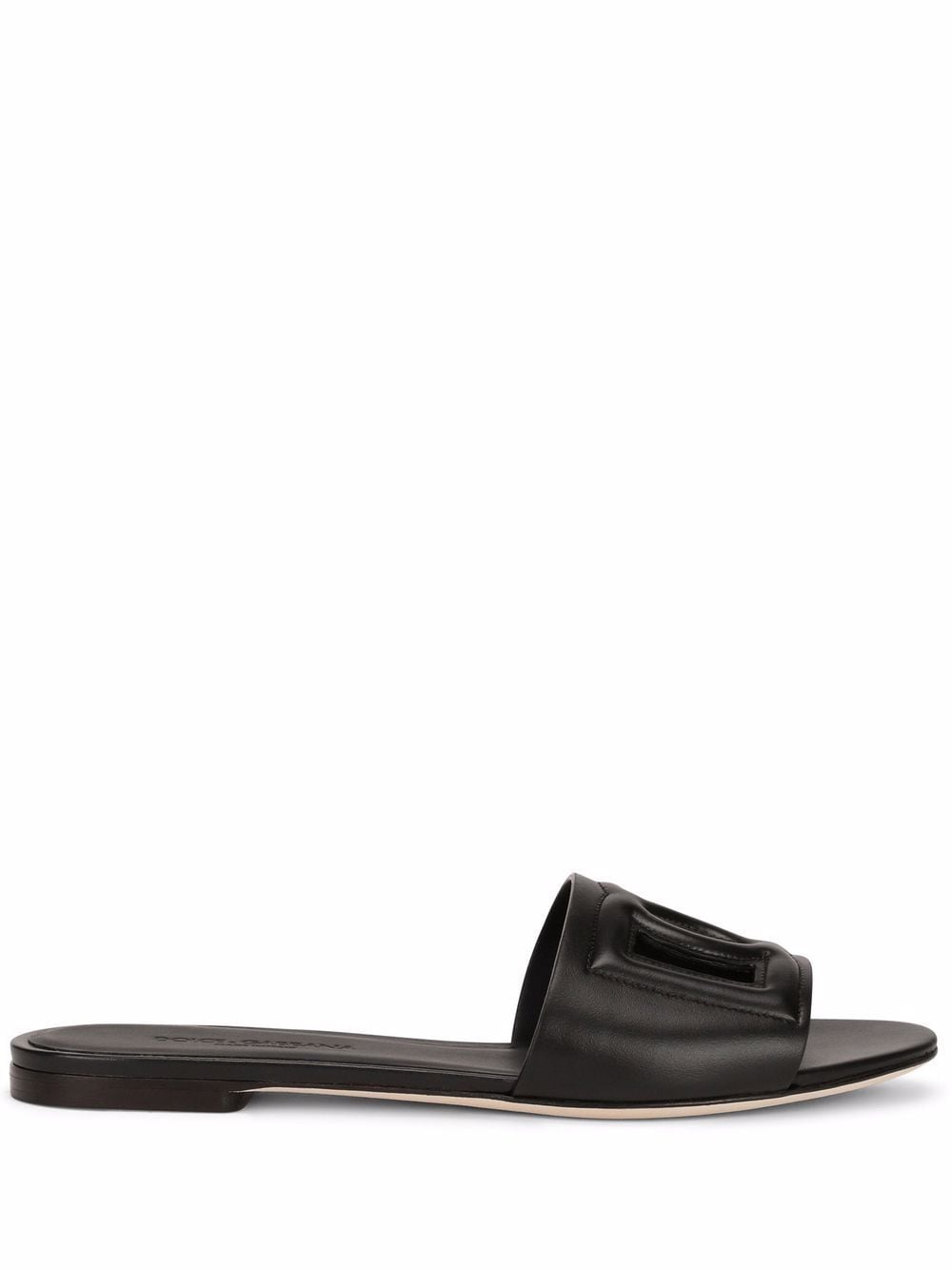Dolce & Gabbana Women Dg Logo Leather Flat Sandals